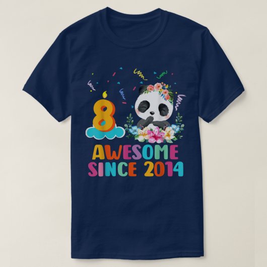 Awesome since 2014 8th Birthday 8 Year Old Panda U T-Shirt (Design vorne)