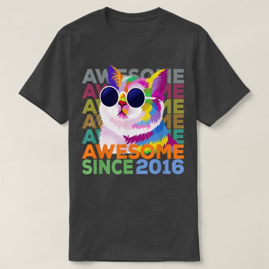 Awesome Since 2016 Shirt Funny Cat Lover 6th Birth (Design vorne)