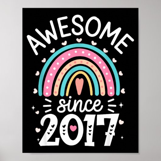 Awesome Since 2017 8th Birthday Rainbow Born In 20 Poster (Vorne)