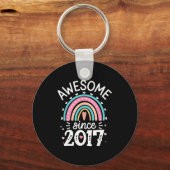 Awesome Since 2017 8th Birthday Rainbow Born In 20 Schlüsselanhänger (Vorderseite)