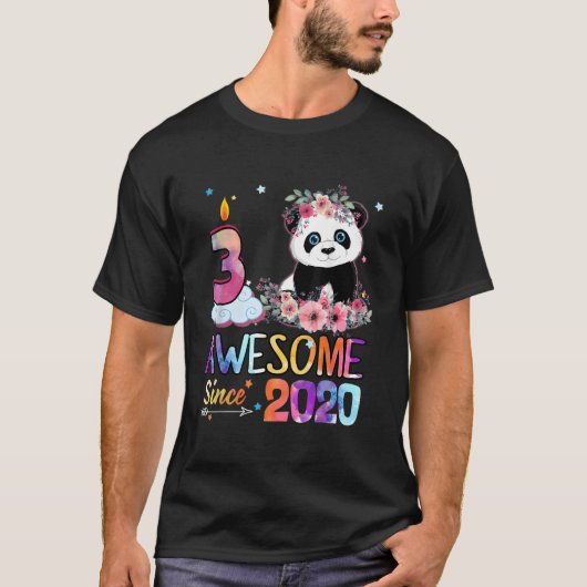 Awesome Since 2020 3Rd 3 Panda Unicorn T-Shirt (Vorderseite)