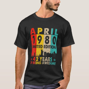 Awesome Since April 1980 42Nd Birthday Vintage Ret T-Shirt