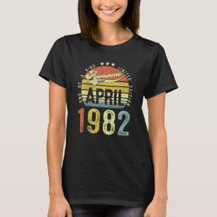 Awesome Since April 1982 Vintage 40th Birthday For T-Shirt