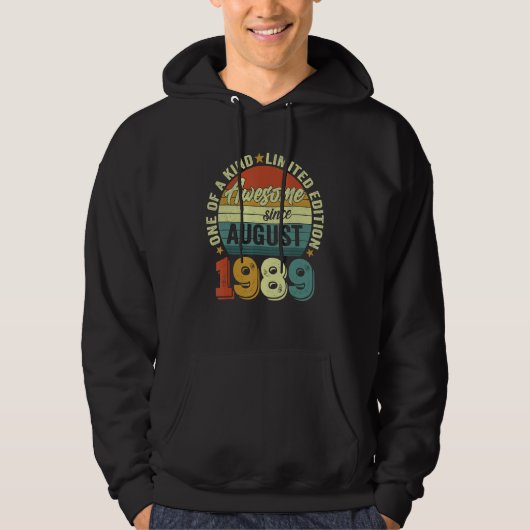 Awesome Since August 1989 33 Years Old 33rd Birthd Hoodie (Vorderseite)