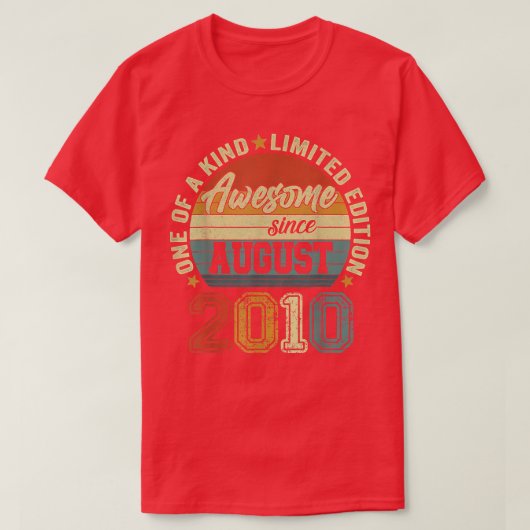 Awesome Since August 2010 12th Birthday 12 Years O T-Shirt (Design vorne)