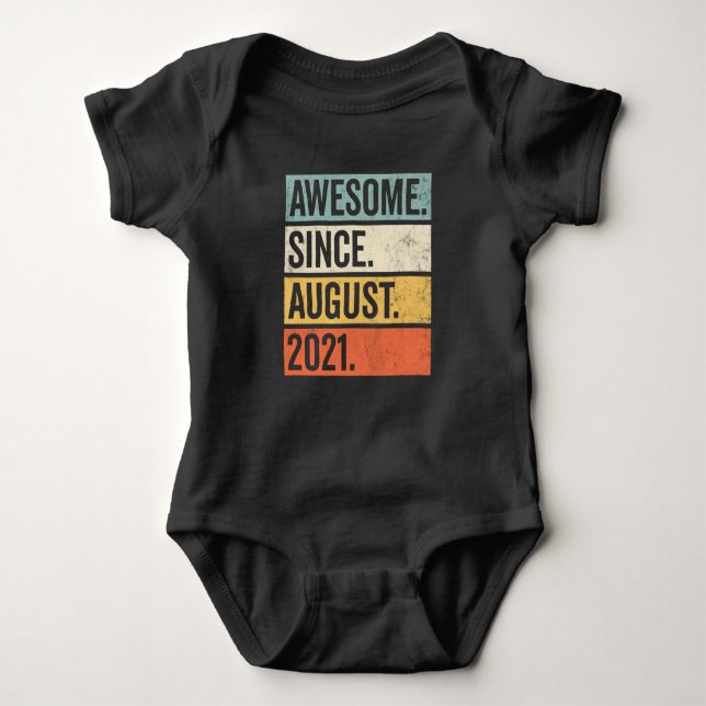 Awesome Since August 2021 Birthday Retro Baby Strampler (Vorderseite)