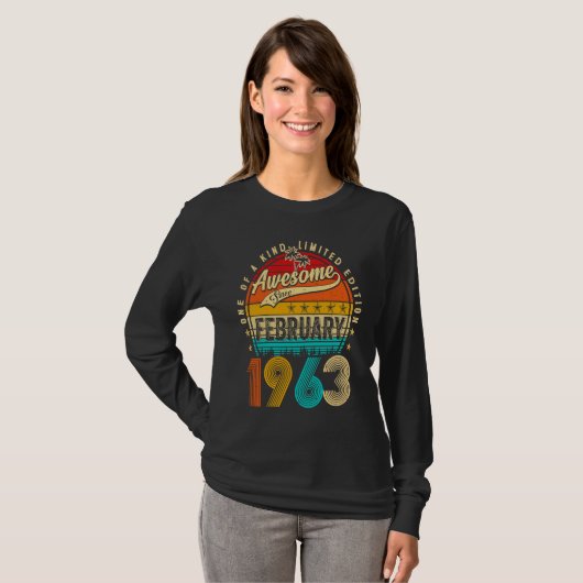 Awesome Since February 1963 60 Years Old 60th Birt T-Shirt (Vorne ganz)