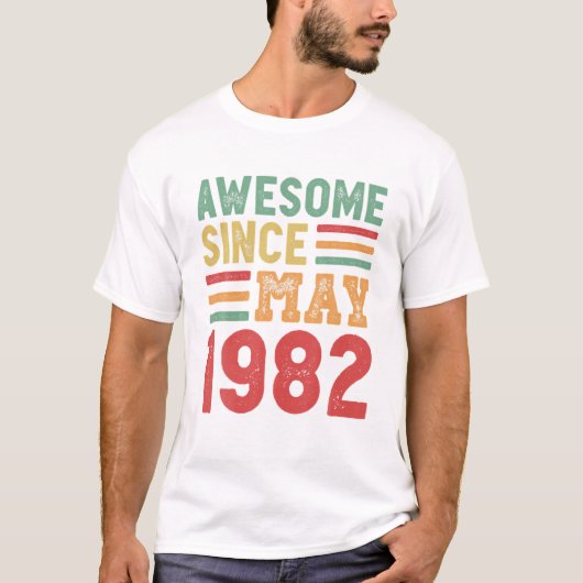 Awesome Since May 1982 40Th Birthday Retro Gift T-Shirt (Vorderseite)