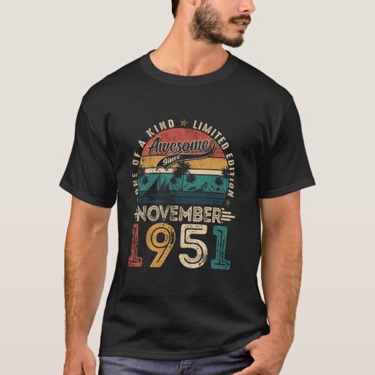 Awesome Since November 1951 74 Years Old 74th Birt T-Shirt (Vorderseite)