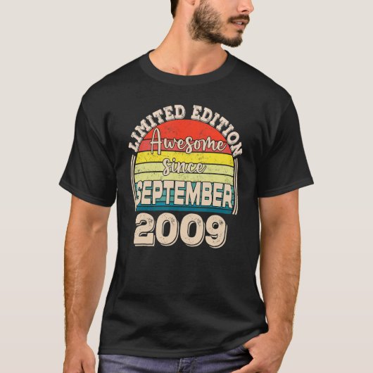 Awesome Since September 2009 Born in September Dad T-Shirt (Vorderseite)