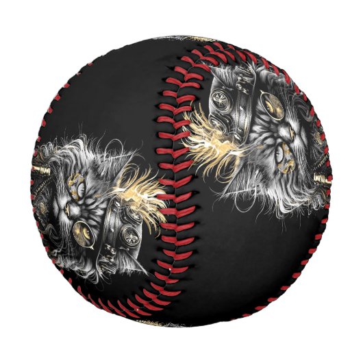 Awesome Steampunk Cat  Baseball (Schrägansicht)