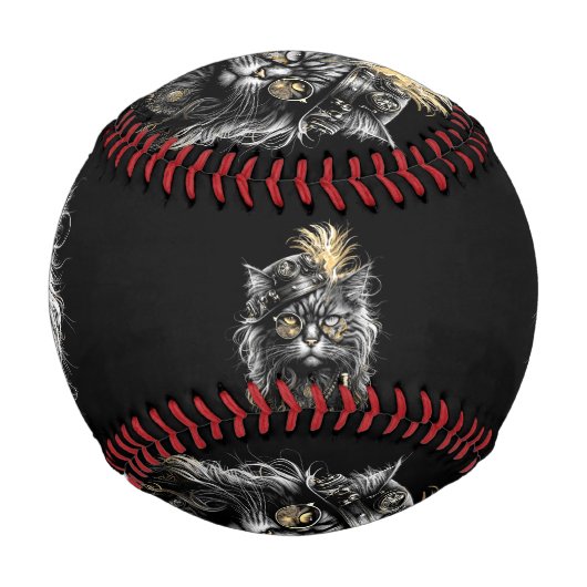 Awesome Steampunk Cat  Baseball (Vorderseite)