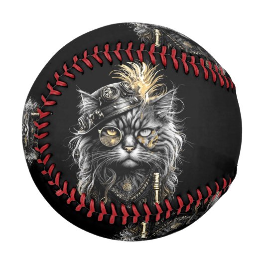 Awesome Steampunk Cat  Baseball (Vorderseite Links)