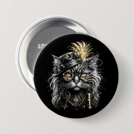 Awesome Steampunk Cat Button