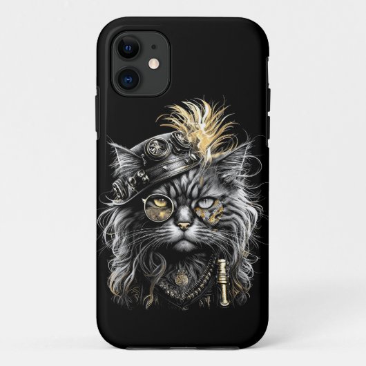 Awesome Steampunk Cat  Case-Mate iPhone Hülle (Rückseite)