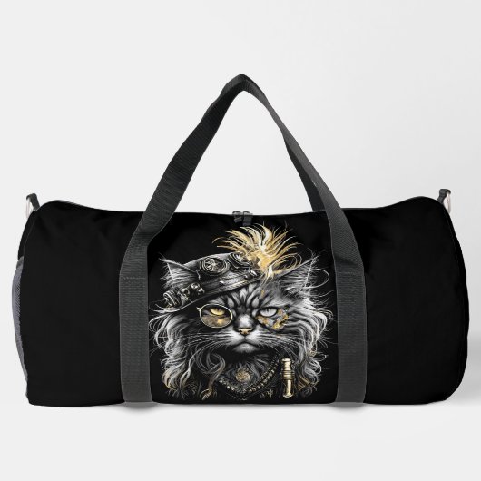 Awesome Steampunk Cat  Duffle Bag (Rückseite)
