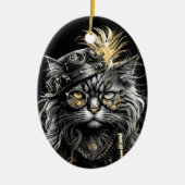 Awesome Steampunk Cat  Keramik Ornament (Vorne)
