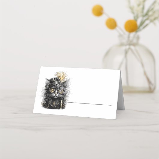 Awesome Steampunk Cat Platzkarte (Vorderseite)