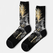 Awesome Steampunk Cat  Socken (Linkes Detail)