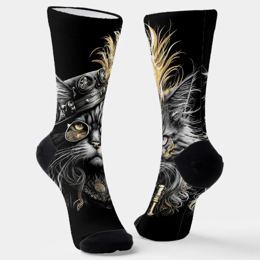 Awesome Steampunk Cat  Socken (Gewinkelt)