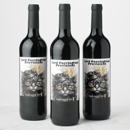 Awesome Steampunk Cat  Weinetikett (Flaschen)