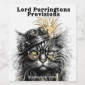 Awesome Steampunk Cat Weinetikett (Einzelnes Label)