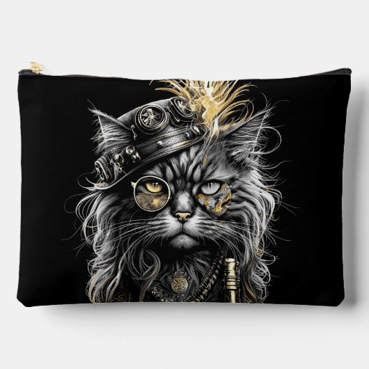 Awesome Steampunk Cat  Zubehörtasche (Vorderseite)
