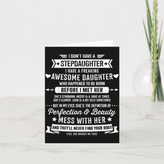 Awesome Stepdaughter For Step Bonus Dad Fathers Da Karte (Vorderseite)