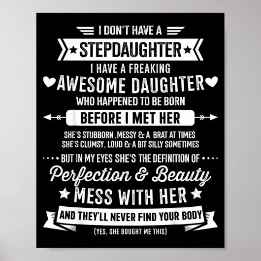 Awesome Stepdaughter For Step Bonus Dad Fathers Da Poster (Vorne)