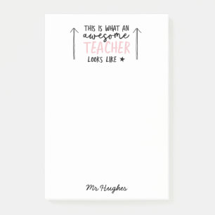 Awesome teacher modern typography pink gift post-it klebezettel