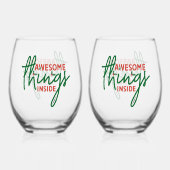 Awesome Things Inside Weinglas Ohne Stiel (Rückseite)