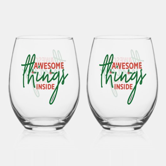 Awesome Things Inside Weinglas Ohne Stiel (Rückseite)