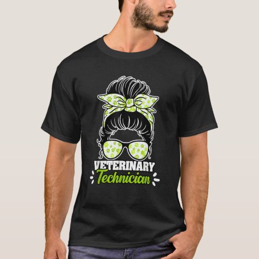 Awesome Veterinary Technician Messy Bun For A Vet T-Shirt (Vorderseite)