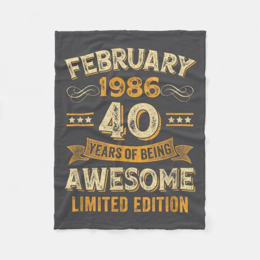Awesome Vintage February 1986 40th Birthday  Fleecedecke (Vorderseite)