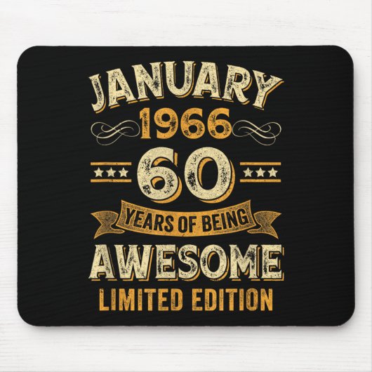 Awesome Vintage January 1966 60th Birthday Mousepad (Vorne)