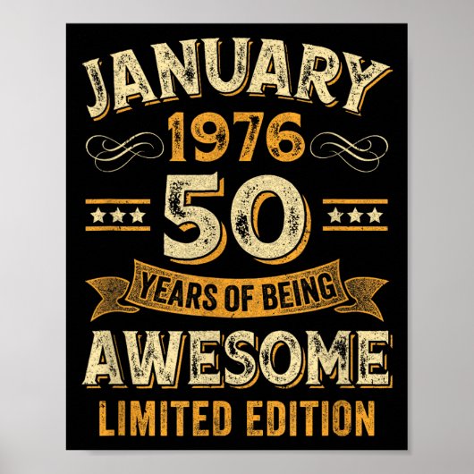 Awesome Vintage January 1976 50th Birthday  Poster (Vorne)