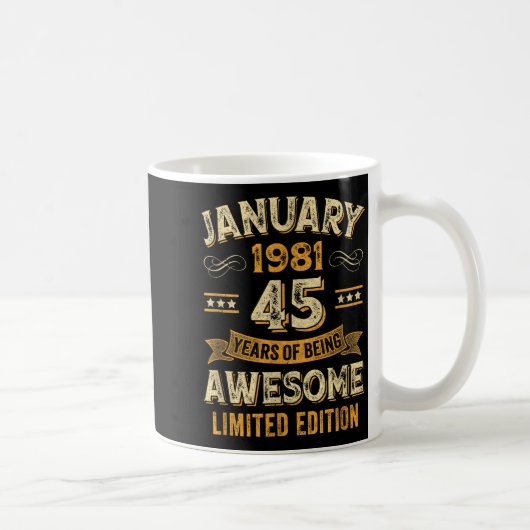 Awesome Vintage January 1981 45th Birthday  Kaffeetasse (Rechts)