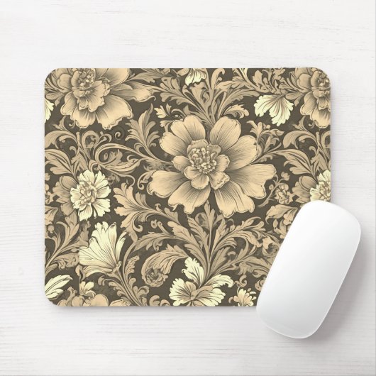 Awesome Vintage Sepia Floral Pattern Mousepad (Mit Mouse)
