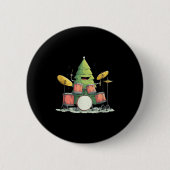 Awesome Xmas Tree With Drums For Rocking Christmas Button (Vorderseite)