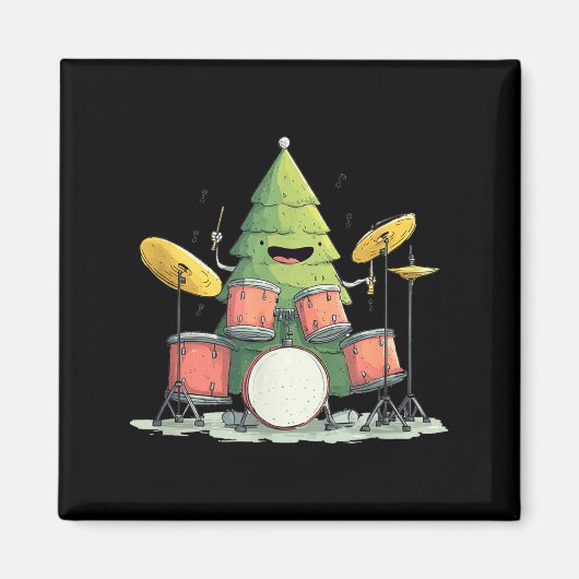Awesome Xmas Tree With Drums For Rocking Christmas Magnet (Vorne)