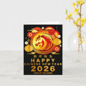 Awesome Year Of The Horse_ Lunar Happy Chinese New Karte (Gelbe Blume)