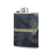 Awesomesauce schwarze Leder-Blick Flasche Flachmann (Links)
