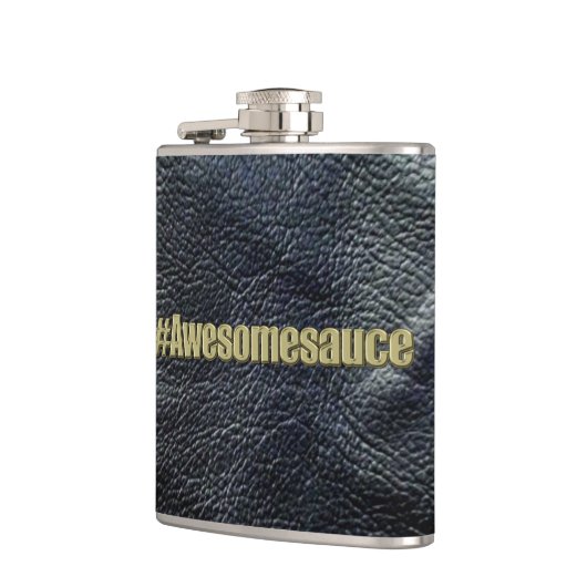 Awesomesauce schwarze Leder-Blick Flasche Flachmann (Links)
