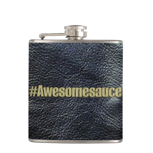 Awesomesauce schwarze Leder-Blick Flasche Flachmann (Vorderseite)
