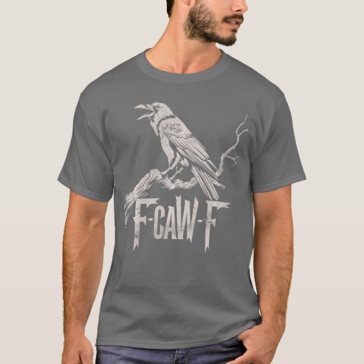 awF Black Crow Pun Funny Bird Cawing Grunge Long S T-Shirt (Vorderseite)