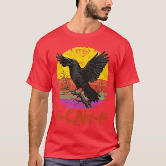 awF Crow Bird Raven Gothic Cawing Grunge Beängstig T-Shirt (Vorderseite)
