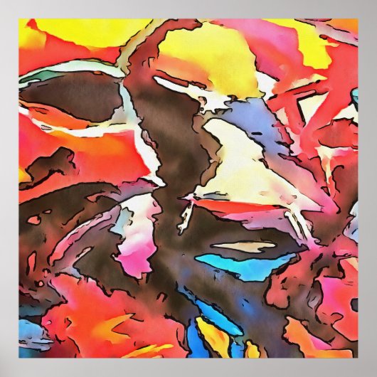 Awkward Cow Abstrakt Black Kontur Art Poster (Vorne)