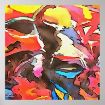 Awkward Cow Abstrakt Black Kontur Art