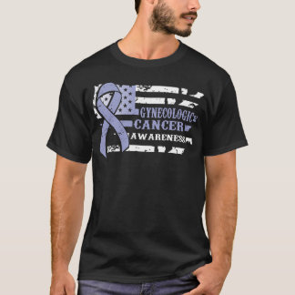 Awkward Style USA Flag Gynecologic Cancer Awarenes T-Shirt