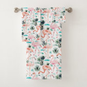 AWKWARRRD Aquarell-Rosa-Flamingos Badhandtuch Set (Insitu)